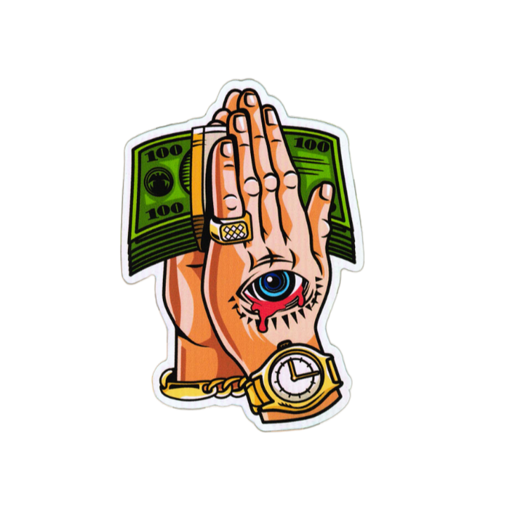 4" Preyer Hands V1 - Greed Holographic Sticker