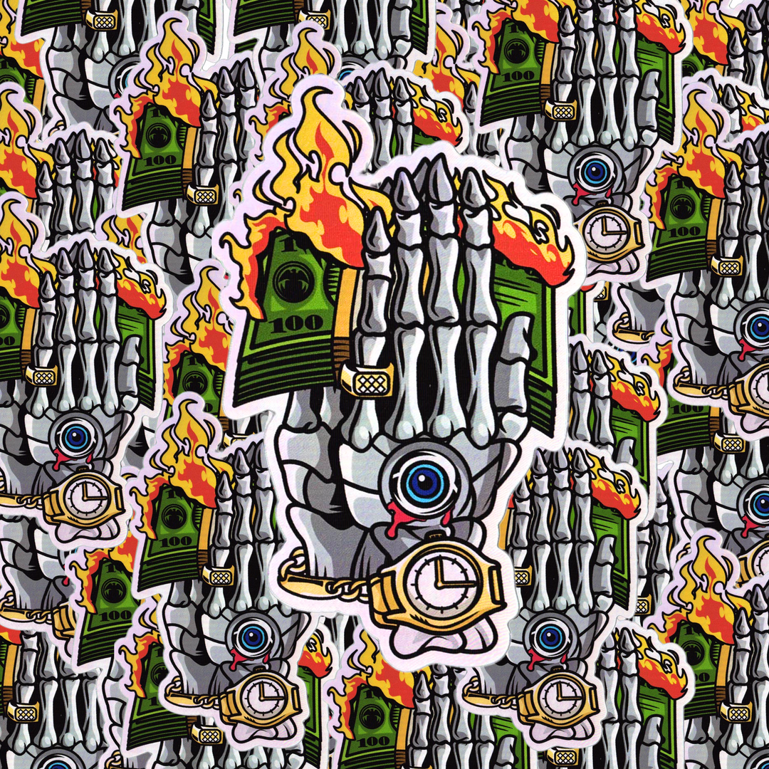 PREYER HANDS V1.2 - LET THE WORLD BURN Holographic Sticker